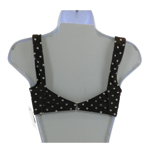 Time and Tru Women's Brown and White Polk a Dot Swim Top - Picture 3 of 12